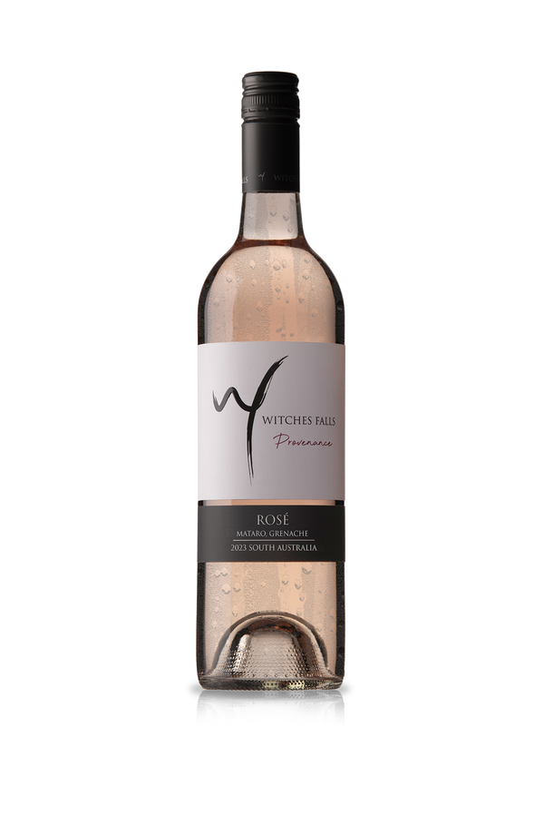 An ice cold bottle of beautifully blush Witches Falls Rosé