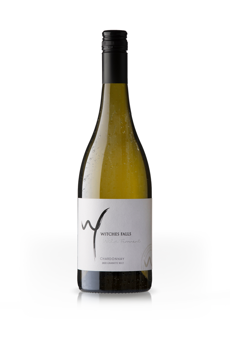 A bottle of Witches Falls 2021 Wild Ferment Chardonnay.